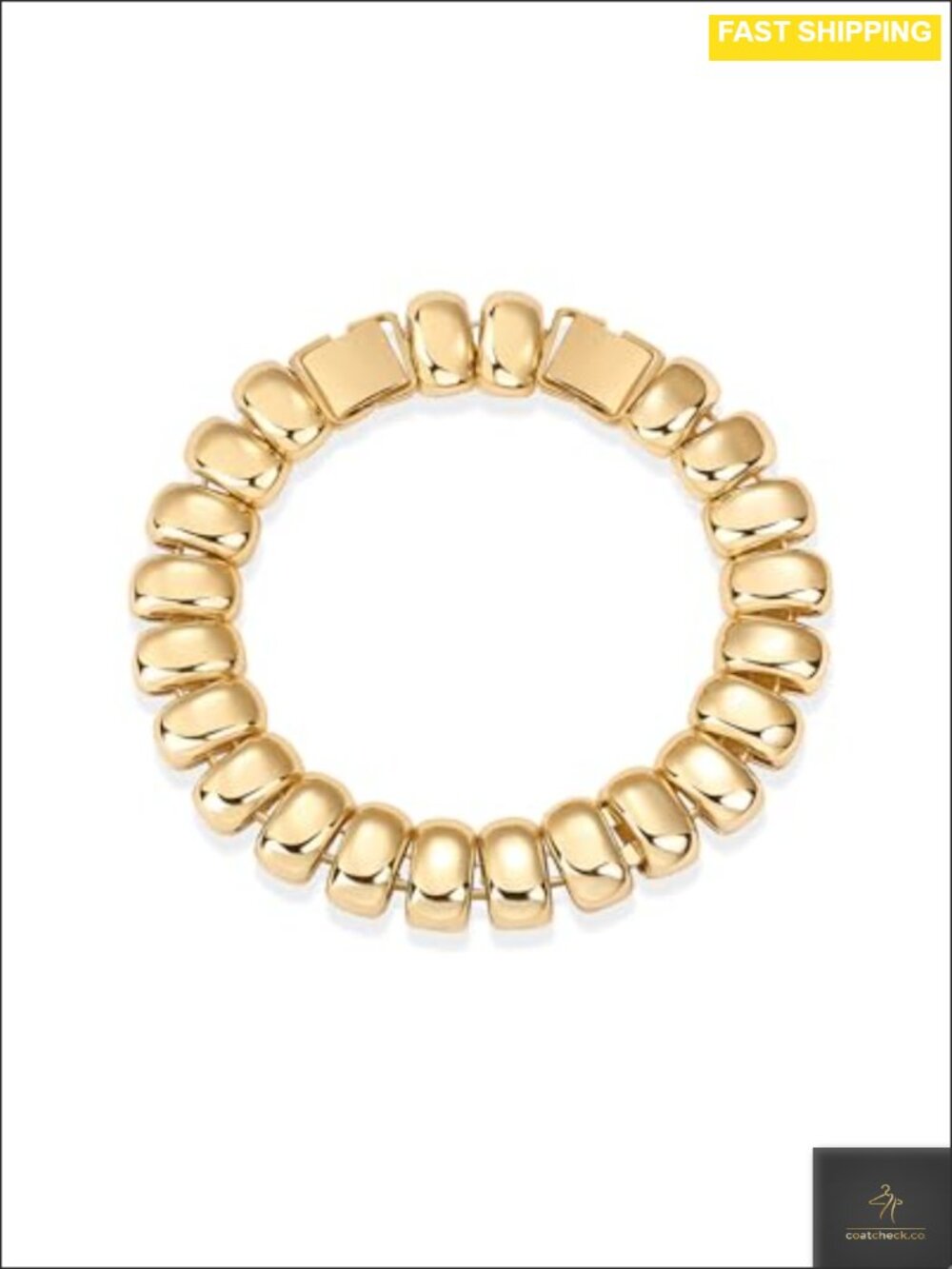 14K Gold Plated Chunky Ribbed Texture Bracelet for Women Statement Jewelry